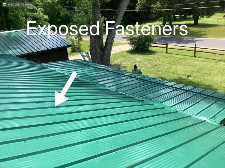 Standing seam metal roof panels on a residential home